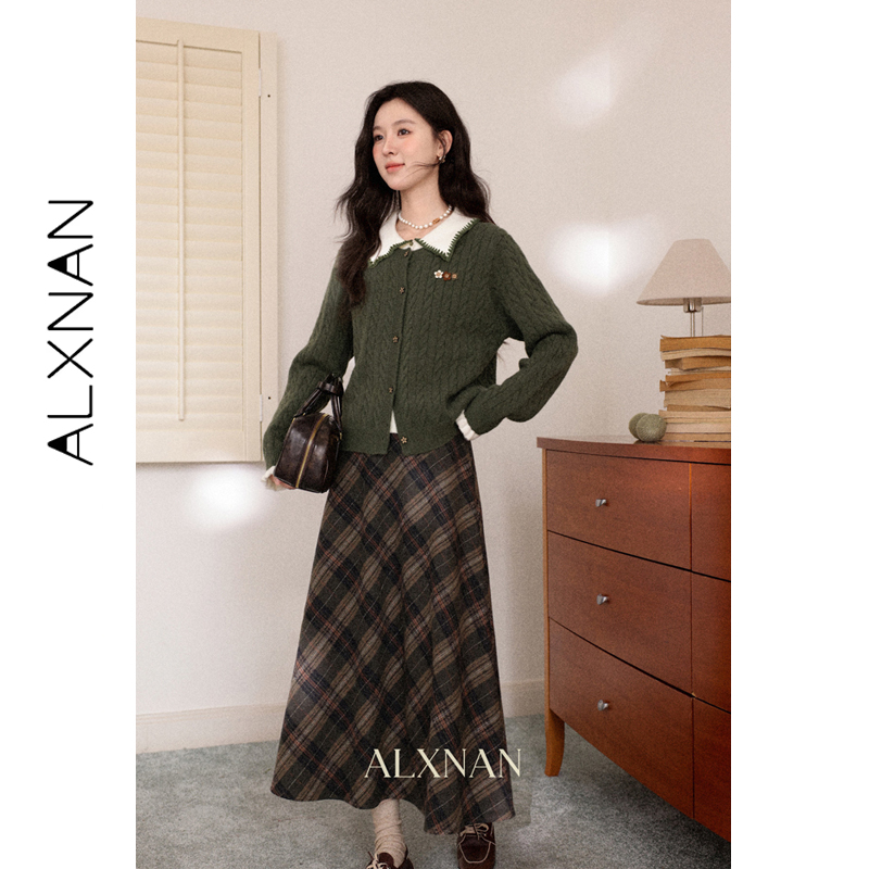 Winter Clothing Trends 2026 - ALXNAN Women's Green Knit Cardigan 2026