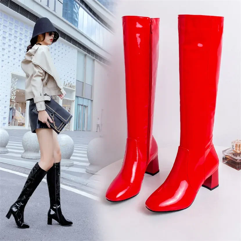 Red White Patent Leather Women - Winter Clothing Women'S review and price
