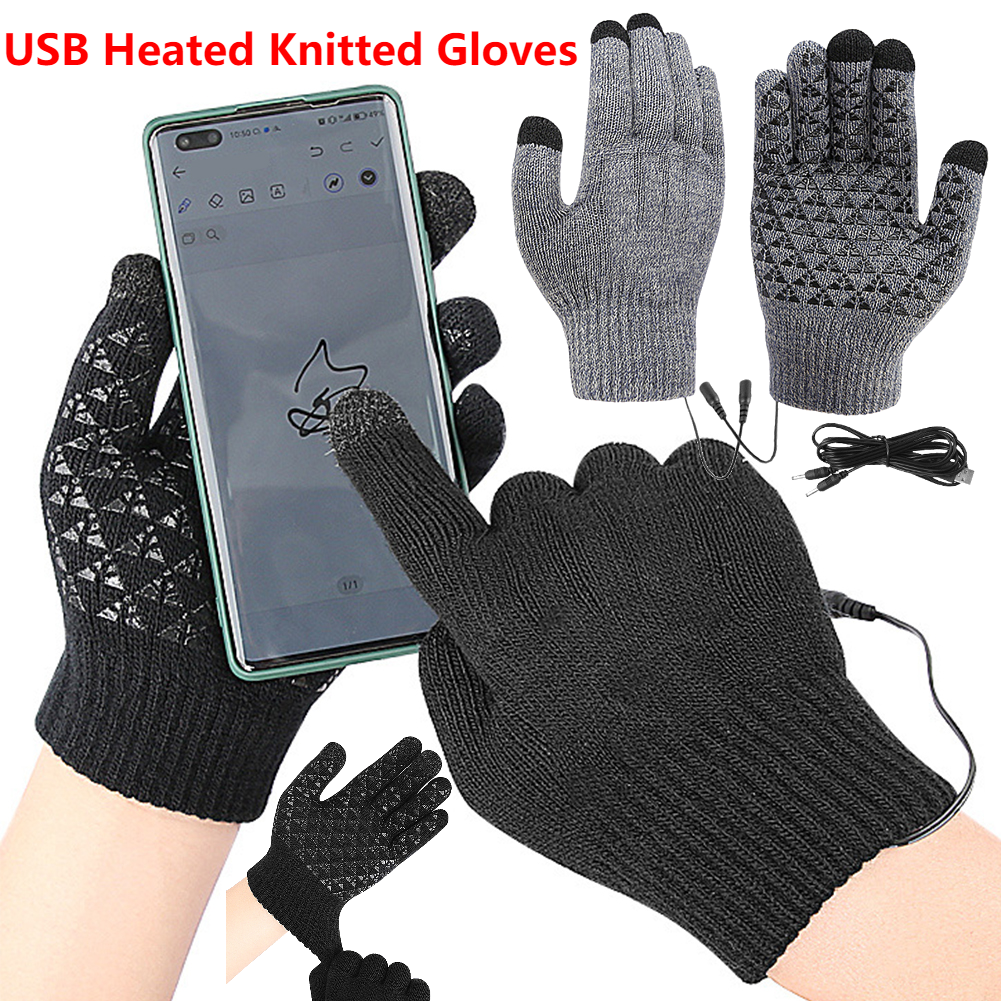 5-1Pairs USB Heated Knitted Gl - Knit Glove Touch Screen review and price