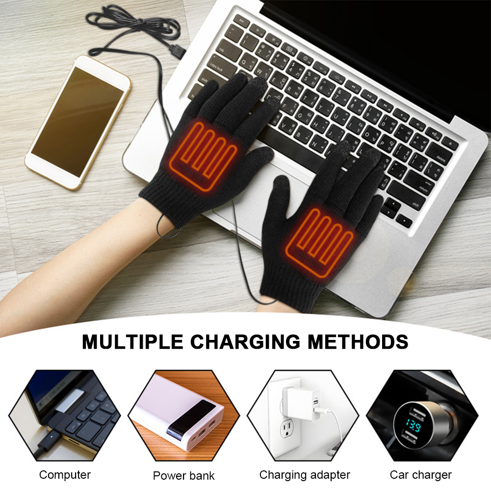 5-1Pairs USB Heated Knitted Gl - Knit Glove Touch Screen review and price